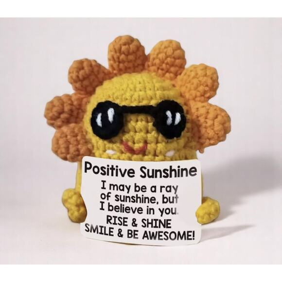 Crochet Sunshine with Sunglasses – “Rise & Shine” Motivational Plush - Picture 7 of 7